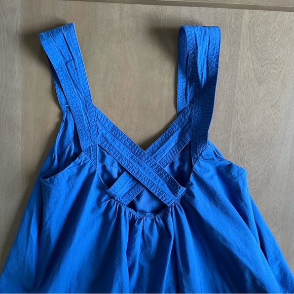 Anthropologie Maeve Vibrant Blue Cross Back Mini Dress - Picture 6 of 9